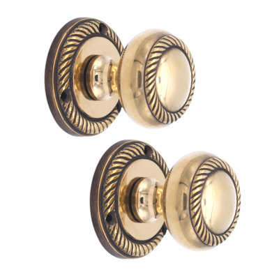 SPIRA BRASS Georgian Mortice Door Knob Aged Brass