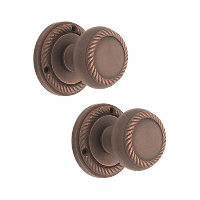 SPIRA BRASS Georgian Mortice Door Knob Aged Bronze