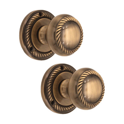 SPIRA BRASS Georgian Mortice Door Knob Antique Brass