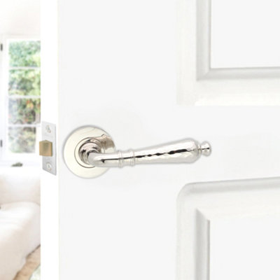 SPIRA BRASS Hammered Hazel Lever on Rose Polished Nickel