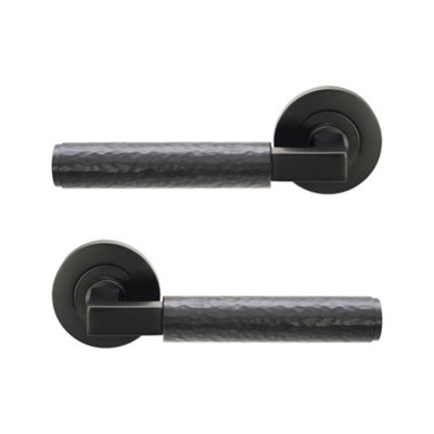 SPIRA BRASS Hammered Knurlmond Lever on Rose Matt Black
