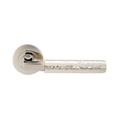 SPIRA BRASS Hammered Knurlmond Lever on Rose Polished Nickel
