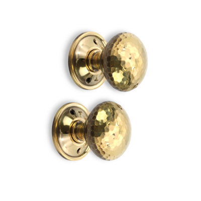 SPIRA BRASS Hammered Mushroom Mortice/Rim Door Knob Aged Brass