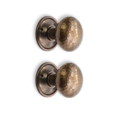SPIRA BRASS Hammered Mushroom Mortice/Rim Door Knob Antique