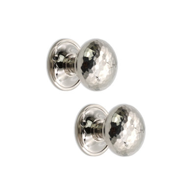 SPIRA BRASS Hammered Mushroom Mortice/Rim Door Knob Polished Nickel