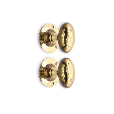 SPIRA BRASS Hammered Oval Mortice Door Knob Aged Brass