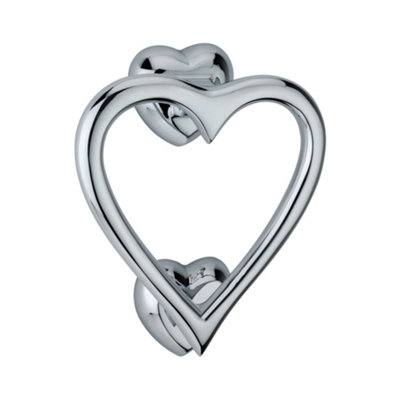 SPIRA BRASS Heart Door Knocker Polished Chrome