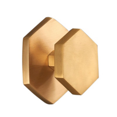 SPIRA BRASS Hexagonal Centre Door Knob Satin Brass