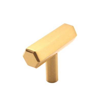SPIRA BRASS Hexagonal T bar Cupboard Pull Satin Brass
