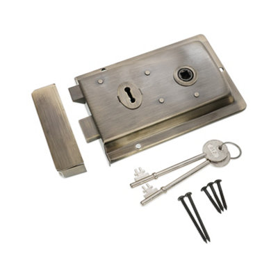 SPIRA BRASS Iron Rim Lock - Fluted Antique Finish