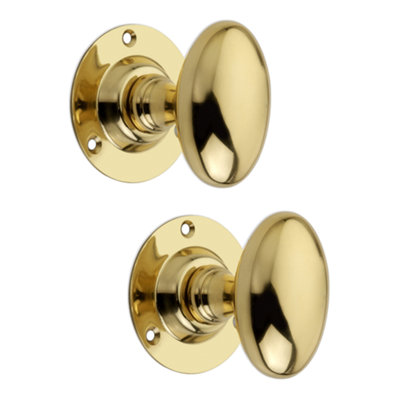 SPIRA BRASS Oval Mortice Door Knob Polished Brass