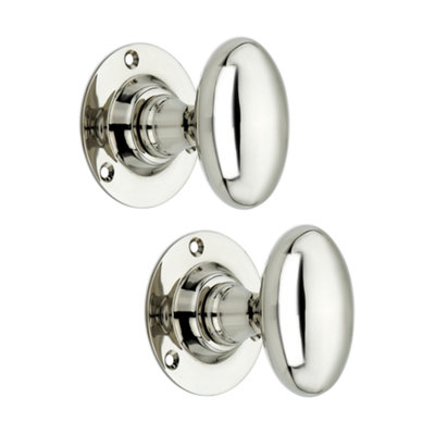 SPIRA BRASS Oval Mortice Door Knob Polished Nickel