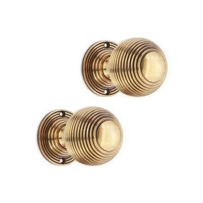 SPIRA BRASS Reeded 60mm Rim/Mortice Door Knob