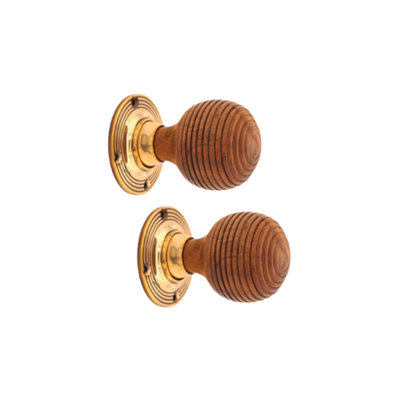 SPIRA BRASS Rosewood Beehive Rim/Mortice Door Knob Aged Brass