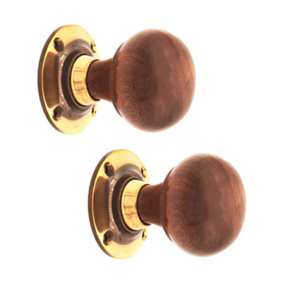SPIRA BRASS Rosewood Bun Rim/Mortice Door Knob Aged Brass