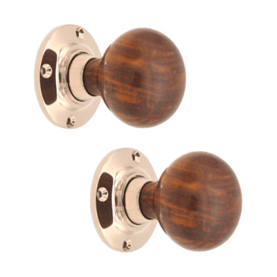 SPIRA BRASS Rosewood Bun Rim/Mortice Door Knob Polished Nickel