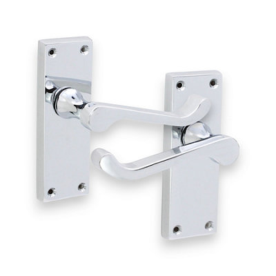 SPIRA BRASS Victorian Scroll Latch Lever Handle 115mm Polished Chrome