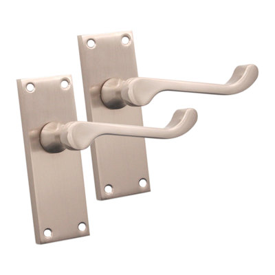 SPIRA BRASS Victorian Scroll Latch Lever Handle 115mm Satin Nickel