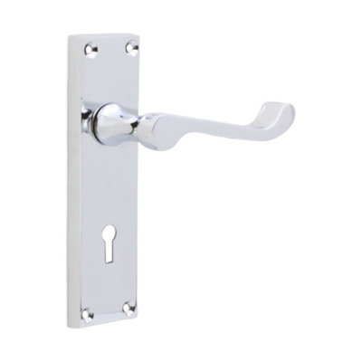 SPIRA BRASS Victorian SCROLL Lock Lever Handle 150mm Polished Chrome