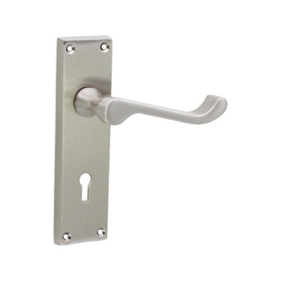 SPIRA BRASS Victorian SCROLL Lock Lever Handle 150mm Satin Nickel