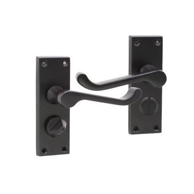 SPIRA BRASS Victorian Scroll Privacy Lever Handle 115mm Matt Black