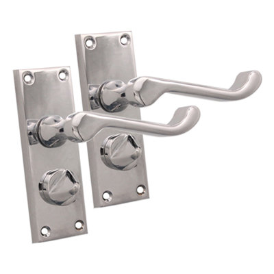 SPIRA BRASS Victorian Scroll Privacy Lever Handle 115mm Polished Chrome