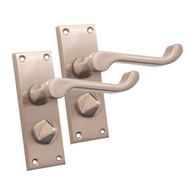 SPIRA BRASS Victorian Scroll Privacy Lever Handle 115mm Satin Nickel