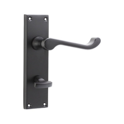 SPIRA BRASS Victorian Scroll Privacy Lever Handle 150mm Matt Black