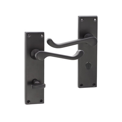 SPIRA BRASS Victorian Scroll Privacy Lever Handle 150mm Matt Black