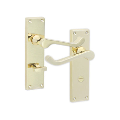 SPIRA BRASS Victorian Scroll Privacy Lever Handle 150mm Polished Brass