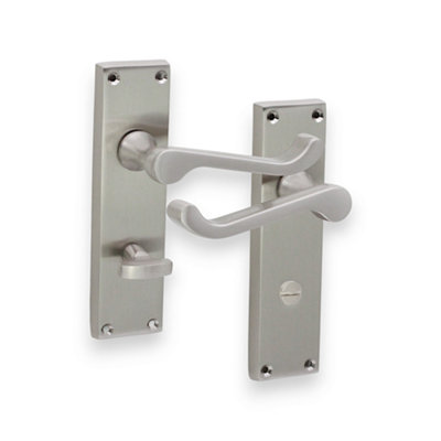 SPIRA BRASS Victorian Scroll Privacy Lever Handle 150mm Satin Nickel