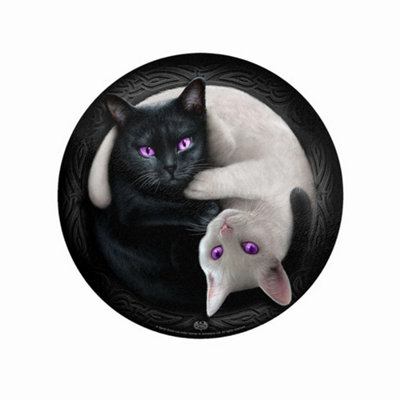 Spiral Direct Yin Yang Cats Circular Chopping Board Black/White/Purple (One Size)