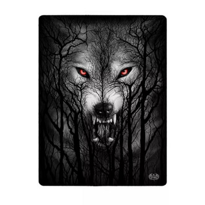 Spiral Forest Wolf Double Sided Blanket Black (150cm x 200cm)