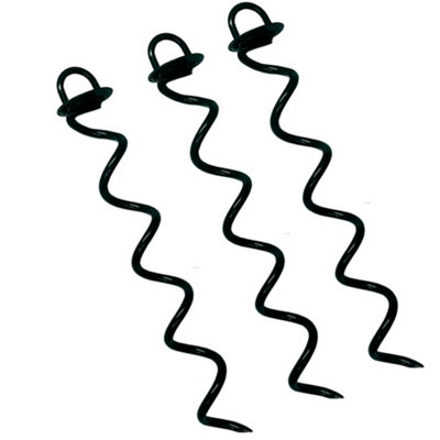 Spiral Ground Anchor Pack of 3 400mm Shed Anchor Heavy Duty Steel Trampoline Ground Pegs Tent Stakes, Swings, Gardening