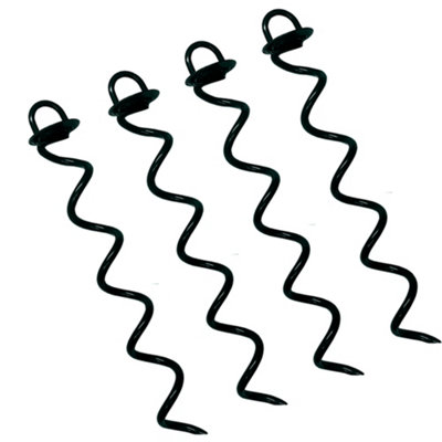 Spiral Ground Anchor Pack of 4 400mm Shed Anchor Heavy Duty Steel Trampoline Ground Pegs Tent Stakes, Swings, Gardening