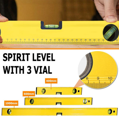 Spirit Level 3Pcs Set + 5M Measuring Tape Professional 1000mm 600mm ...