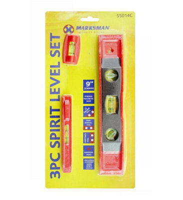 Spirit Level Magnetic 9'' Compact Trade Tool Builders & DIY 3pc Set