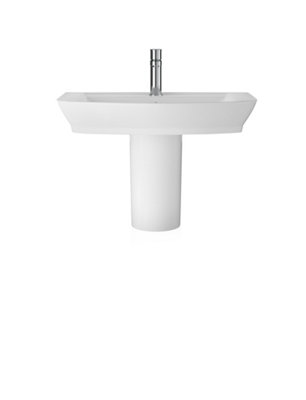 Spirit Square Ceramic Basin and Semi Pedestal, 550mm - Balterley