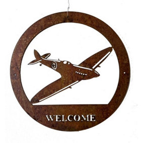 Spitfire Small Wall Art - With Text BM/RtR - Steel - W29.5 x H29.5 cm