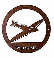 Spitfire Welcome Wall Art - Large - Steel - W49.5 x H49.5 cm