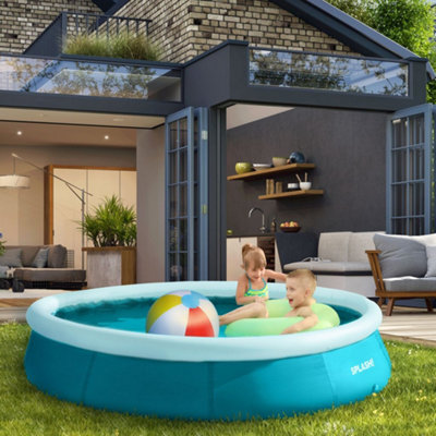 SPLASH AquaRing Inflatable Round Pool - 8ft, Lightweight, Durable, Easy Inflation & Drainage