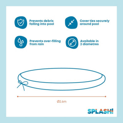 SPLASH AquaRing Swimming Pool Cover - Round Paddling Pool Protection, 8ft