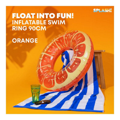 SPLASH Inflatable Orange Swim Ring 90cm Pool Float for Adults and Teens ...