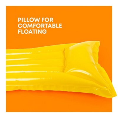 SPLASH Inflatable Water Lounger Mat Yellow Pool Lilo Float with Pillow ...