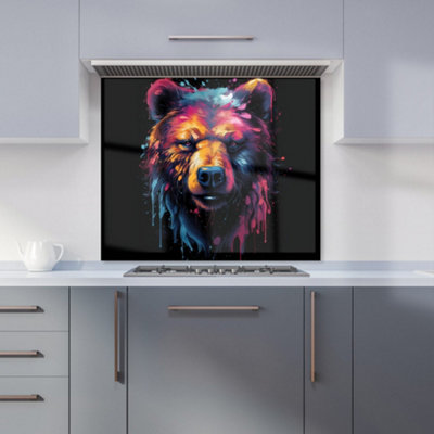 Splashart Bear Face Premium Glass Kitchen Splashback W600mm x H600mm