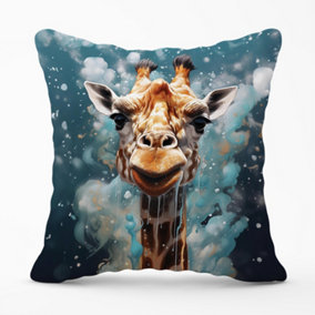 Splashart Giraffe Face Cushions 60cm x 60cm