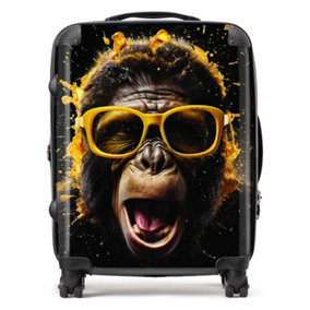 Splashart Monkey Face With Yellow Glasses Suitcase - Large