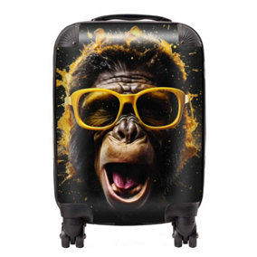Splashart Monkey Face With Yellow Glasses Suitcase - Small