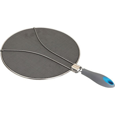 Splatter Screen - 29cm Stainless Steel Odour Absorbent Frying Pan Splatter Guard Lid Cover with Carbon Filter & Folding Handle