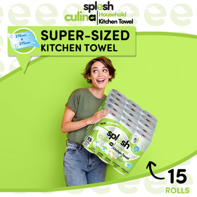 Splesh Culina XL Kitchen Towel 3 Ply 6 Rolls With 3in1 Dishwasher Tablets 150W | White | One Size - Groceries